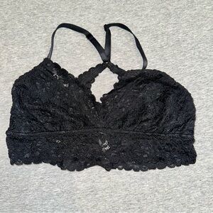 NWT Aerie Black Lace Halter Bralette Medium Floral Boho Deadstock 2014
